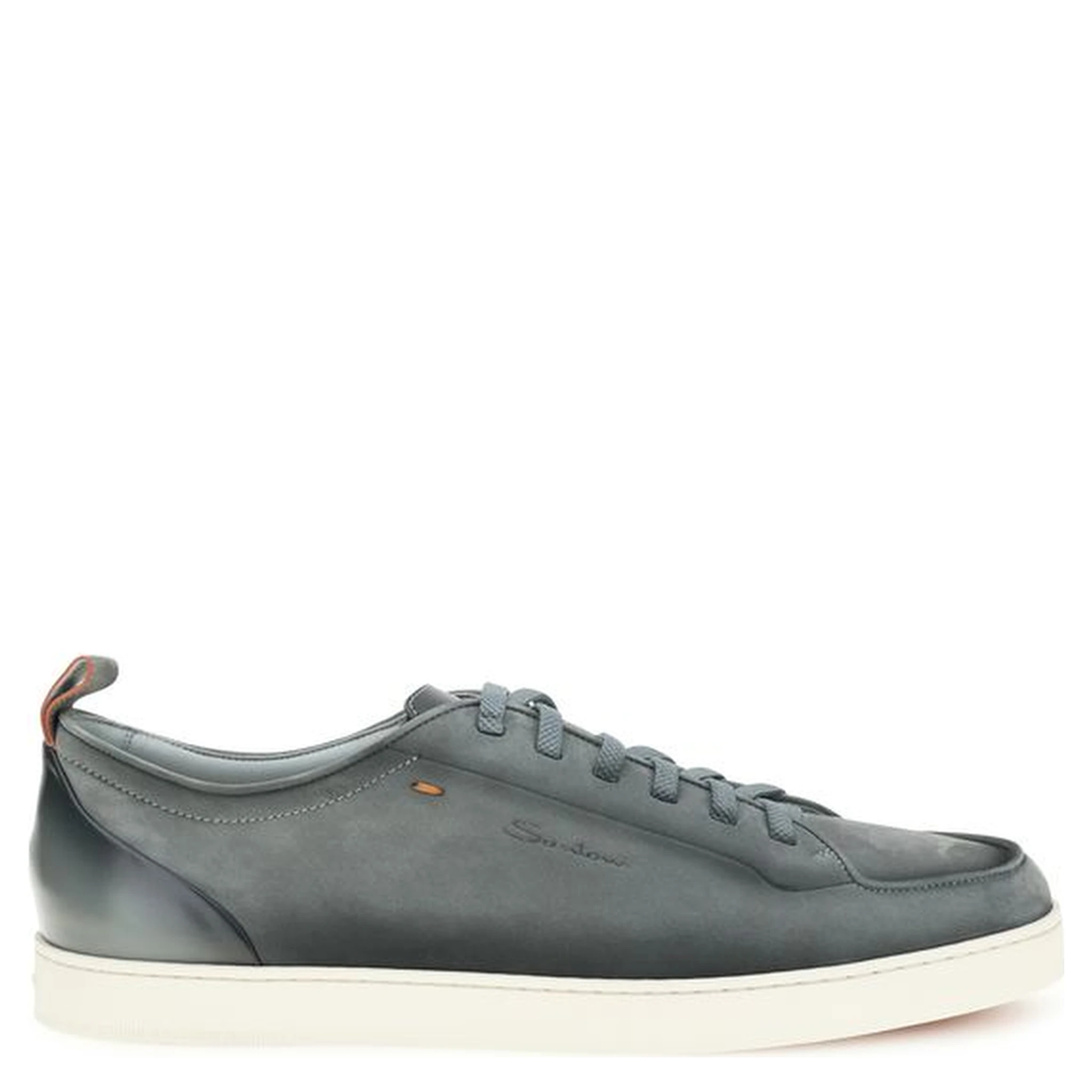 Gray Calf Leather Bos Taurus Low Top Sneakers
