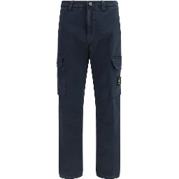 Blue Cotton Cargo Pants