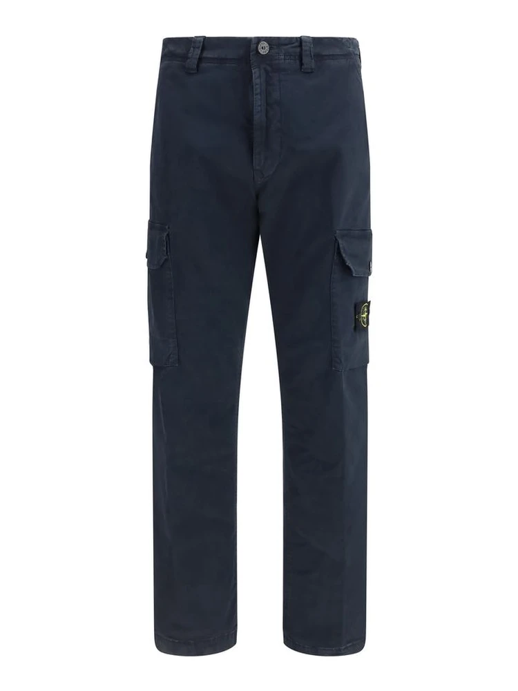 Blue Cotton Cargo Pants