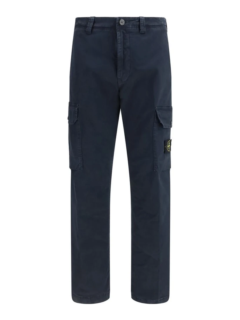 Blue Cotton Cargo Pants