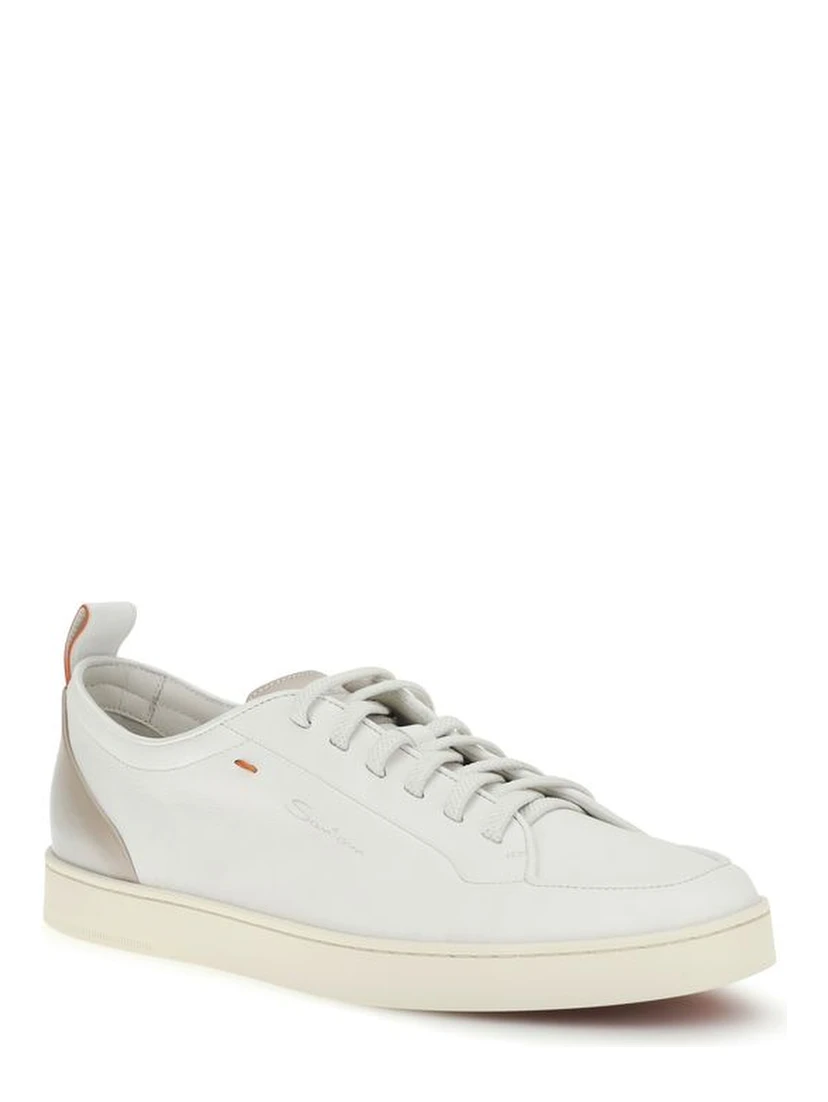 White Calf Leather Bos Taurus Low Top Sneakers