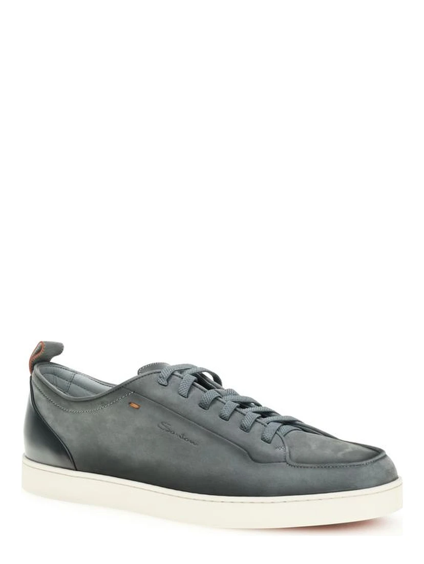 Gray Calf Leather Bos Taurus Low Top Sneakers