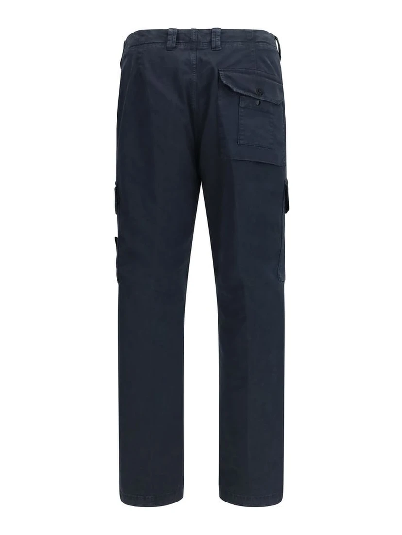 Blue Cotton Cargo Pants