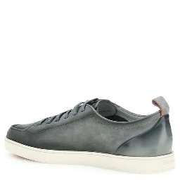 Gray Calf Leather Bos Taurus Low Top Sneakers