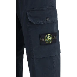 Blue Cotton Cargo Pants