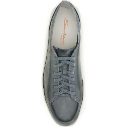 Gray Calf Leather Bos Taurus Low Top Sneakers