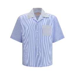 قميص قطني أزرق بنقشة