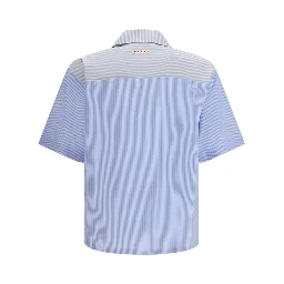 قميص قطني أزرق بنقشة