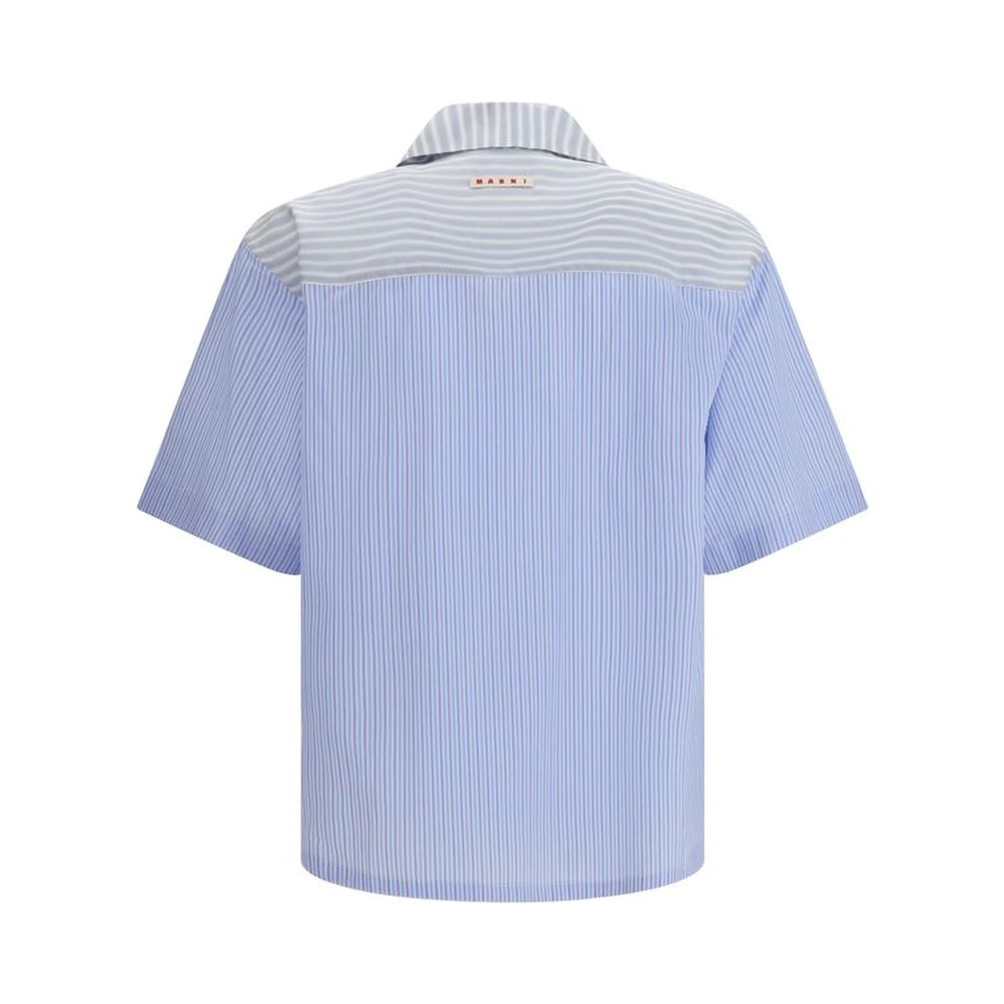 قميص قطني أزرق بنقشة