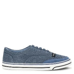 Blue Linen Low Top Sneakers