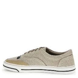 Beige Linen Low Top Sneakers