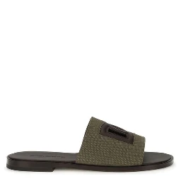 Bicolor Canvas Flat Sandals