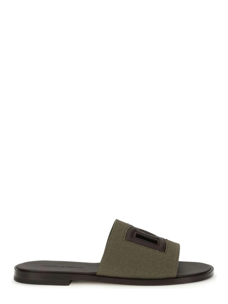 Bicolor Canvas Flat Sandals