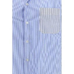 قميص قطني أزرق بنقشة