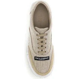 Beige Linen Low Top Sneakers
