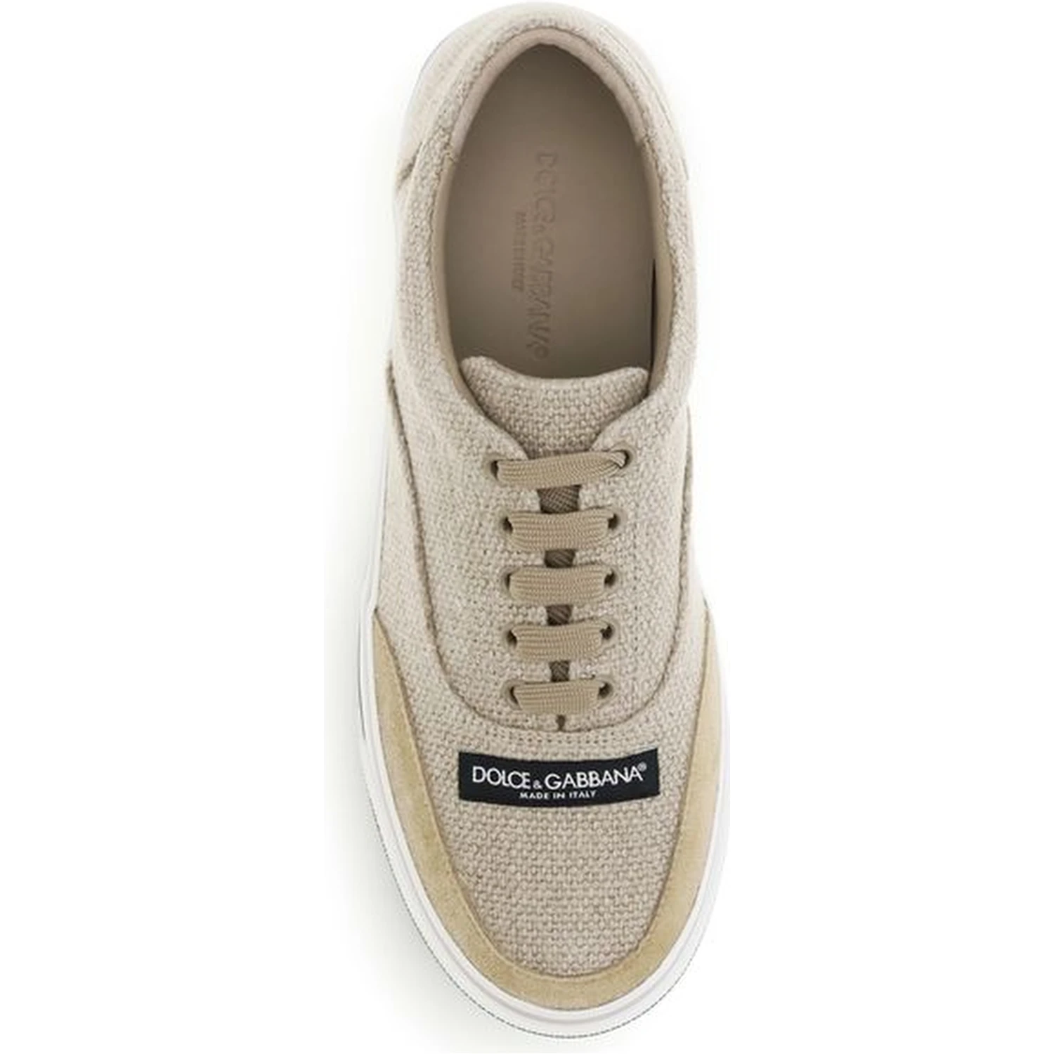 Beige Linen Low Top Sneakers