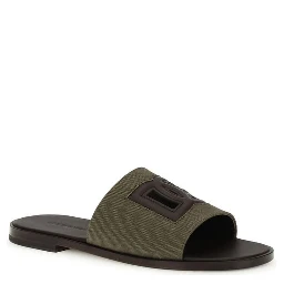 Bicolor Canvas Flat Sandals