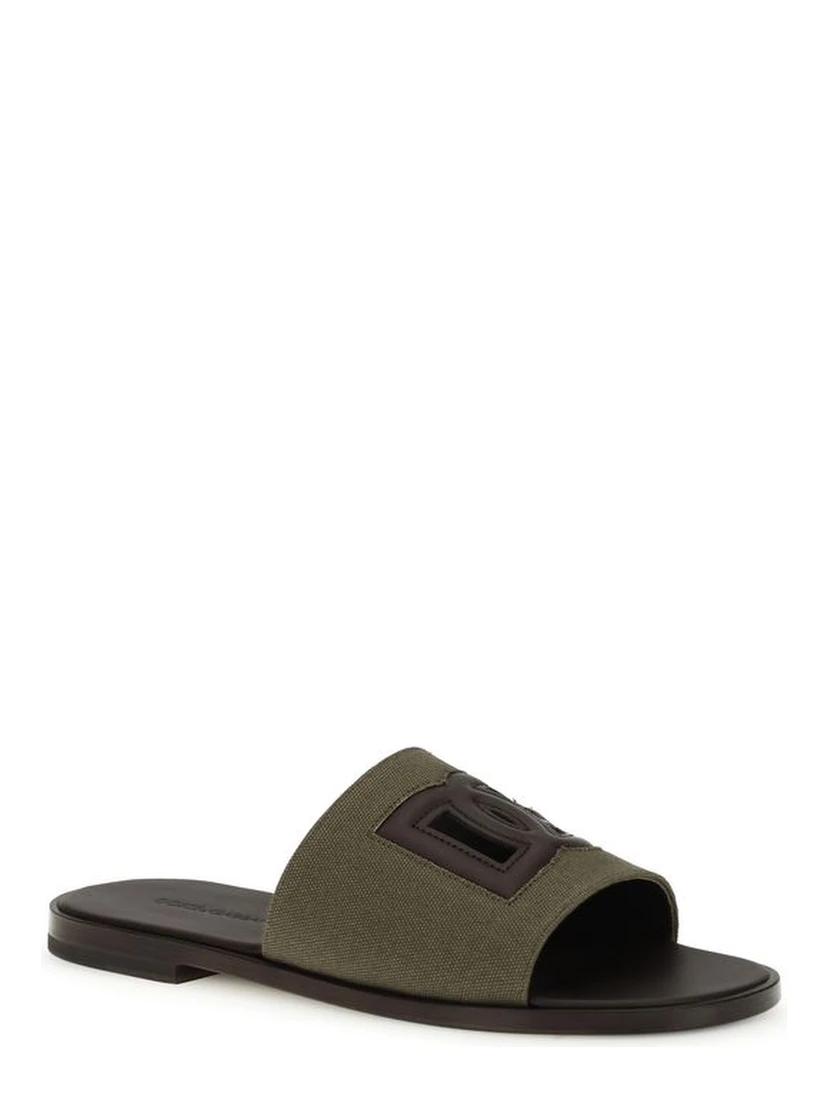 Bicolor Canvas Flat Sandals