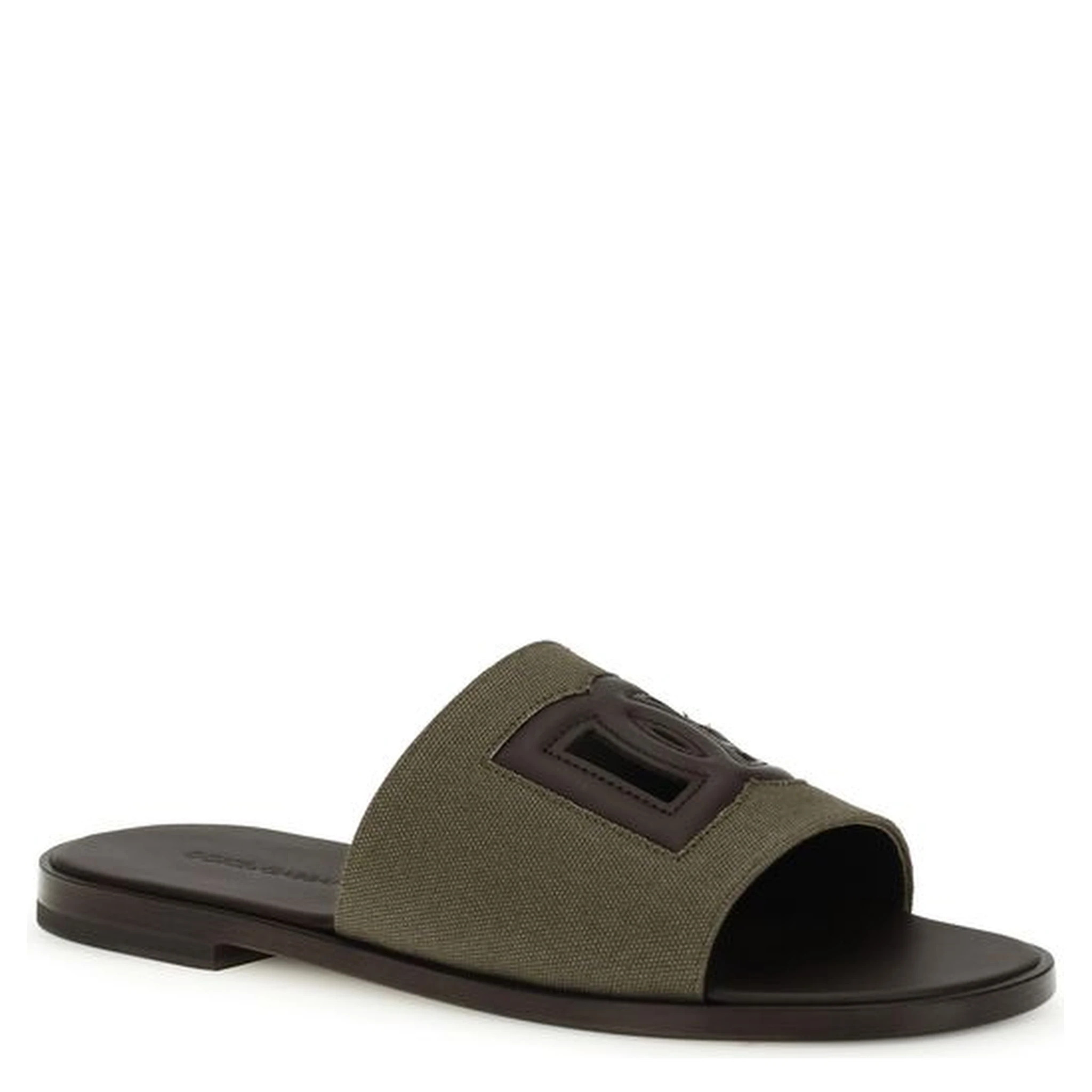 Bicolor Canvas Flat Sandals
