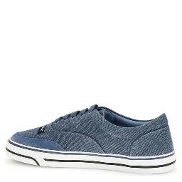 Blue Linen Low Top Sneakers