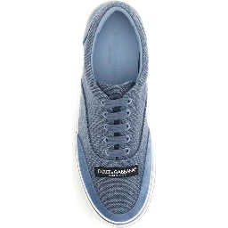 Blue Linen Low Top Sneakers