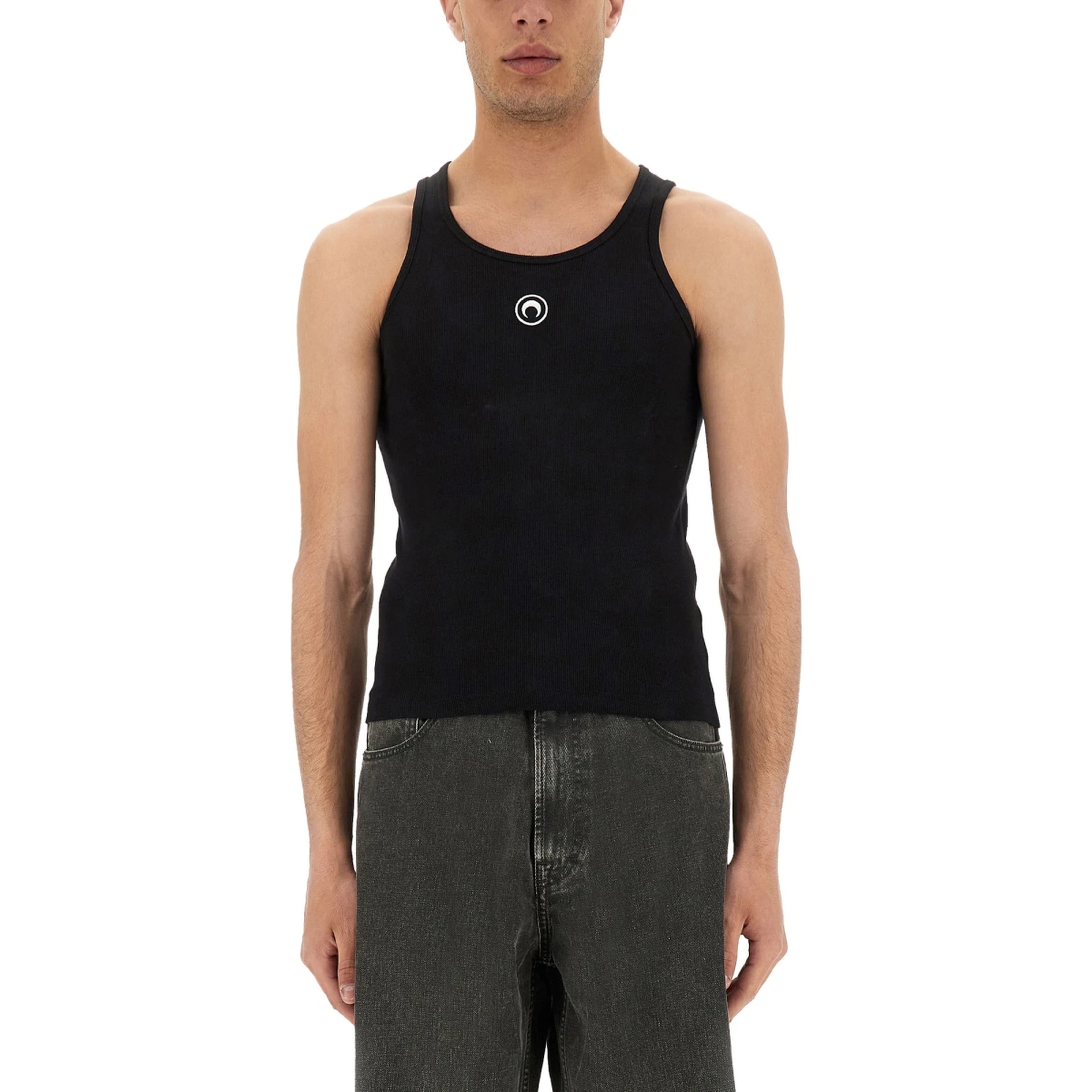 RIBBED TANK TOP WITH MOON LOGO