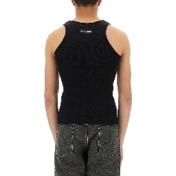 RIBBED TANK TOP WITH MOON LOGO