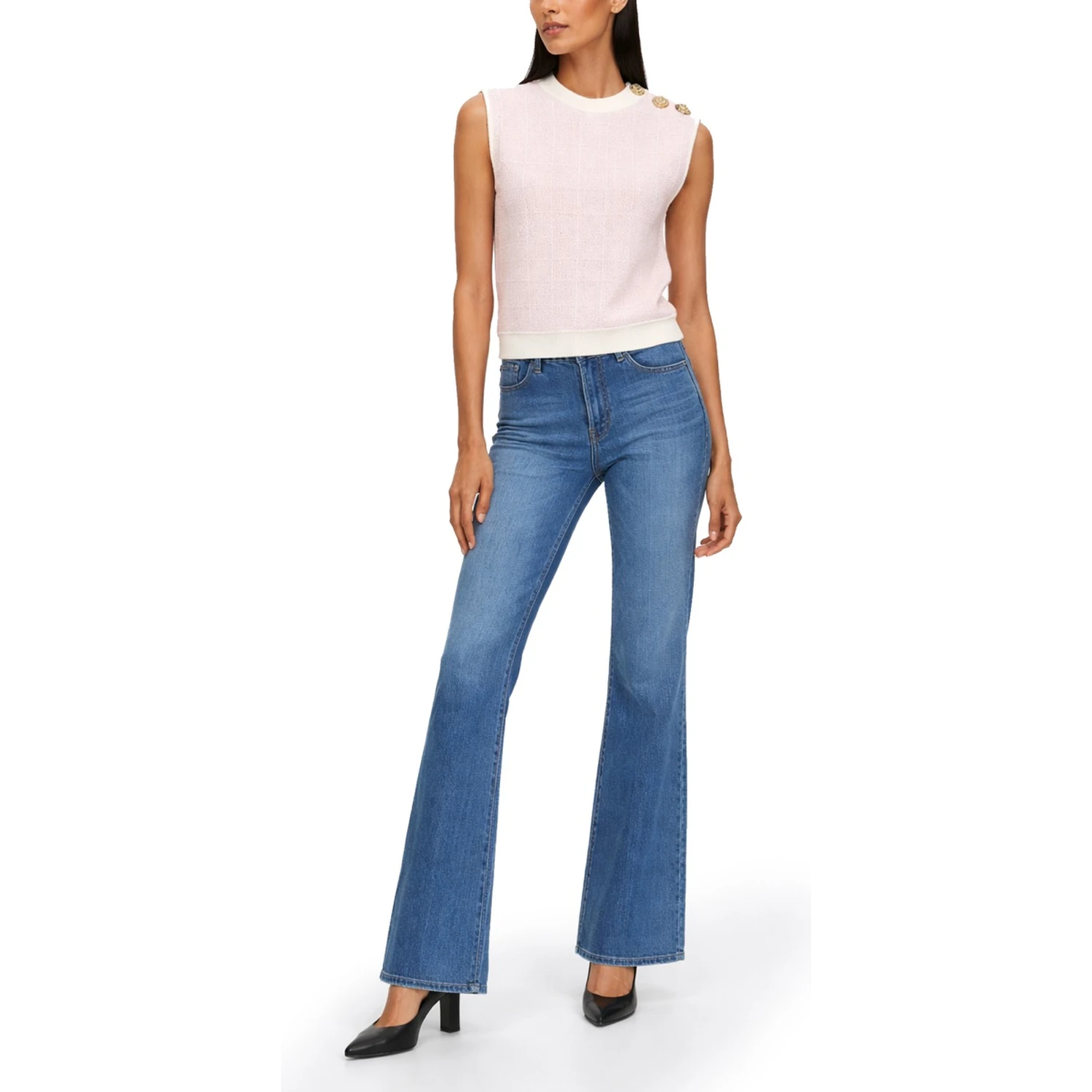SLEEVELESS TOP WITH JEWEL BUTTONS