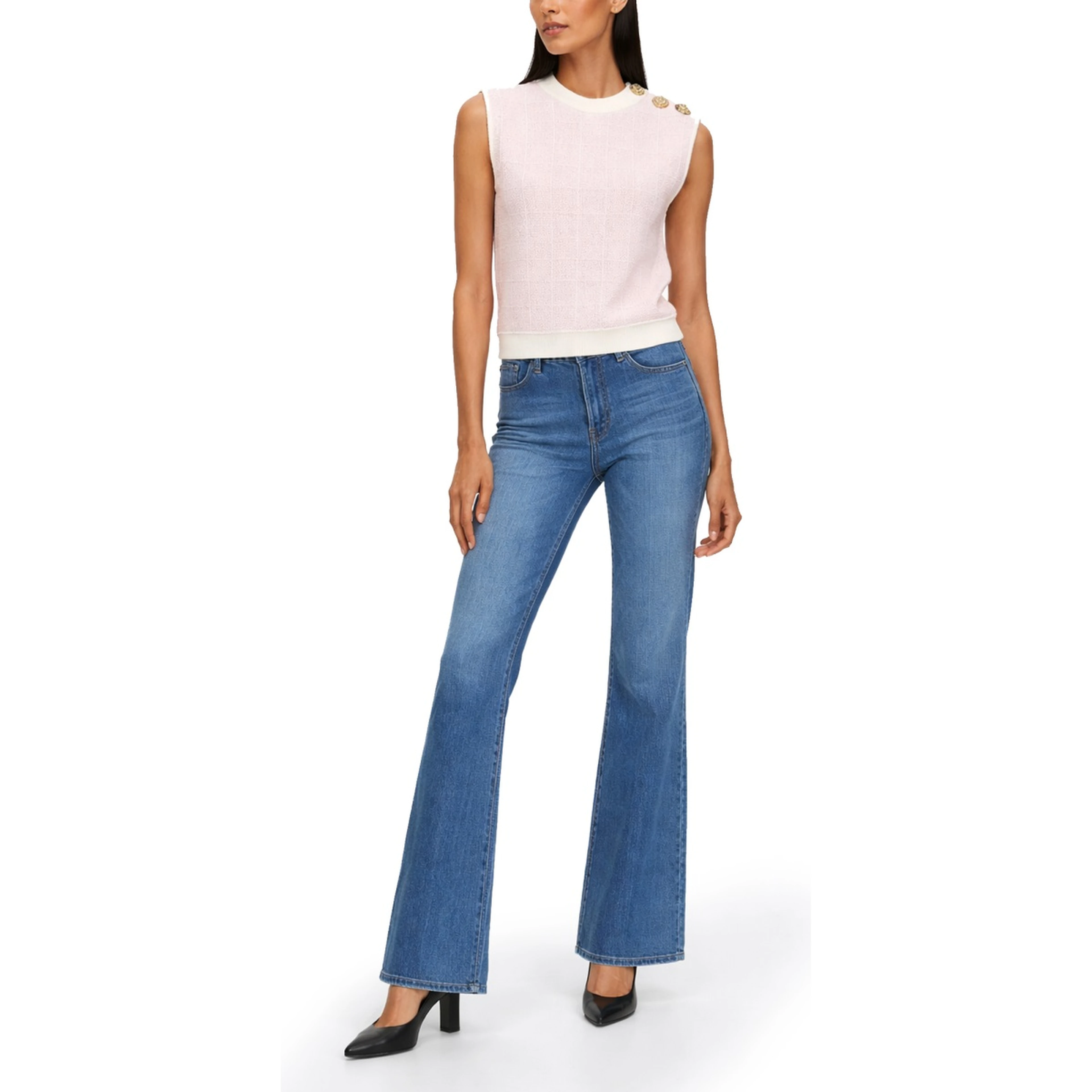 SLEEVELESS TOP WITH JEWEL BUTTONS
