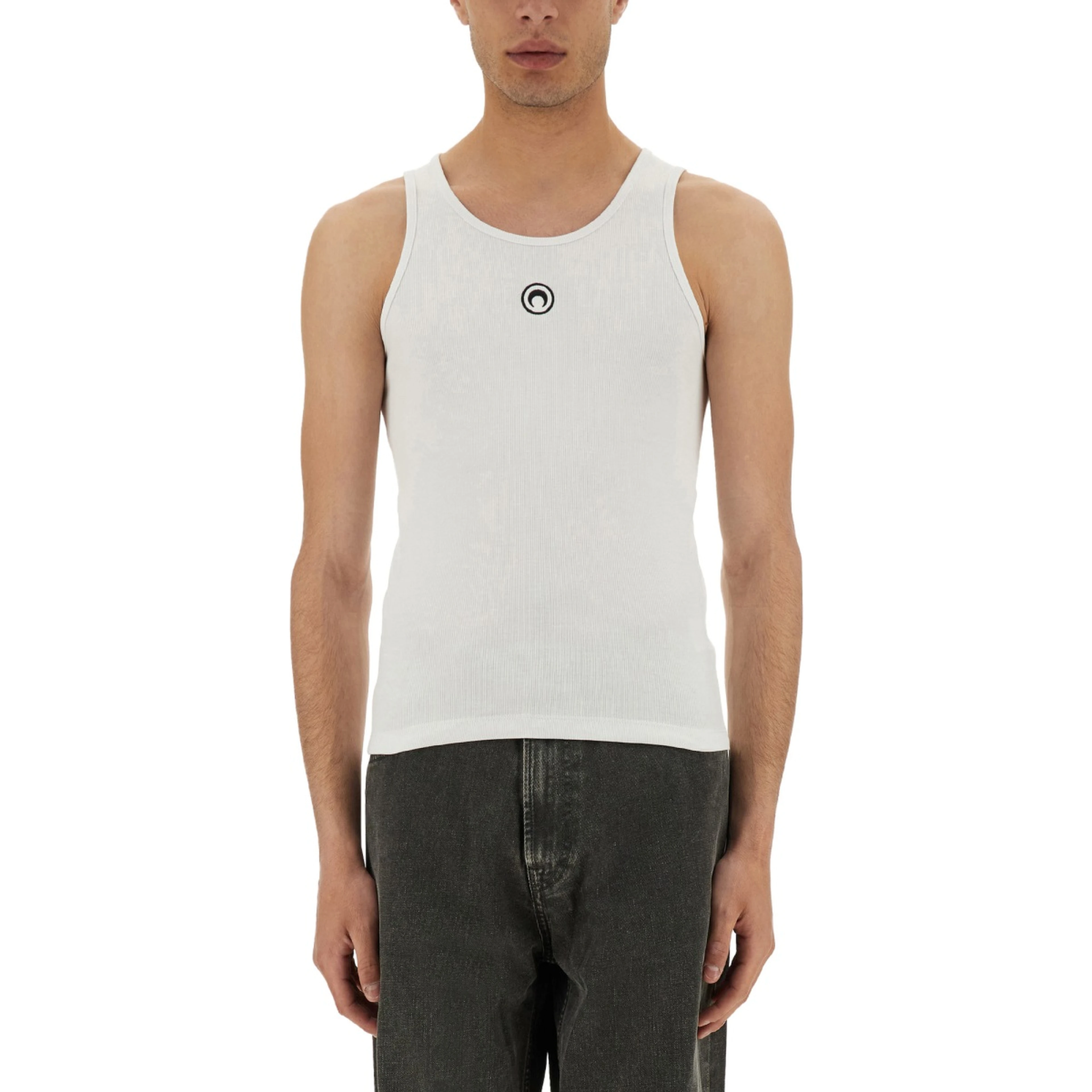 RIBBED TANK TOP WITH MOON LOGO