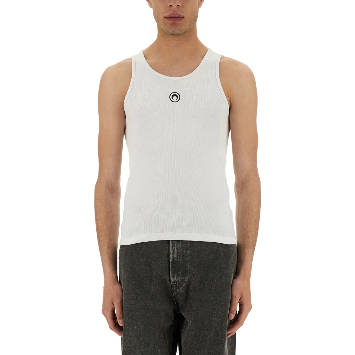 RIBBED TANK TOP WITH MOON LOGO