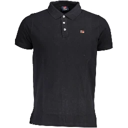 Black Cotton Men Polo Shirt