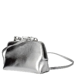 Gray Leather Crossbody Bag