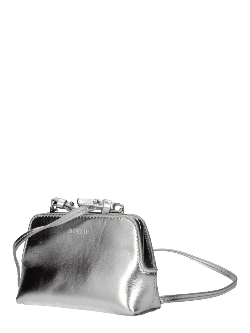 Gray Leather Crossbody Bag