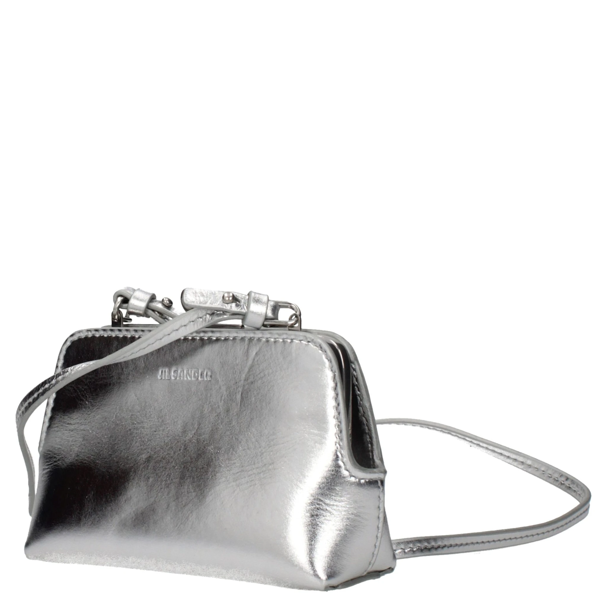 Gray Leather Crossbody Bag