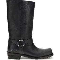 Black Calf Leather Bos Taurus Ankle Boots