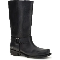 Black Calf Leather Bos Taurus Ankle Boots