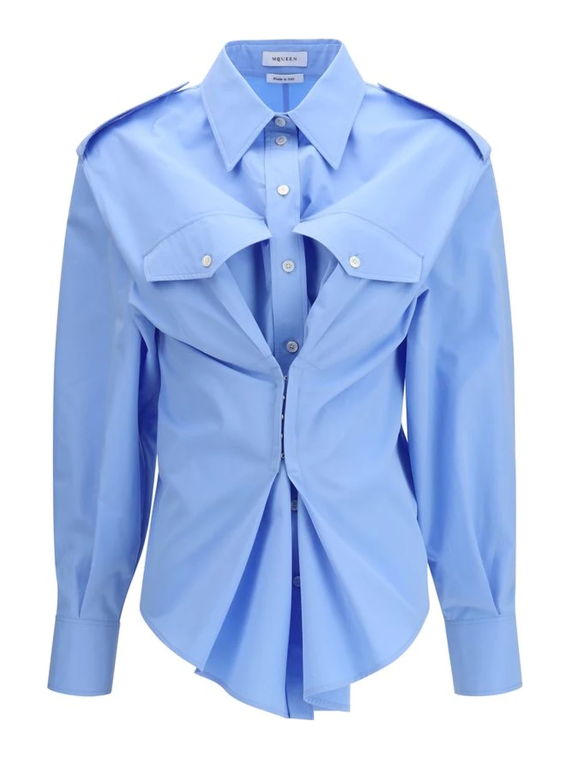 Blue Cotton Dress Shirt