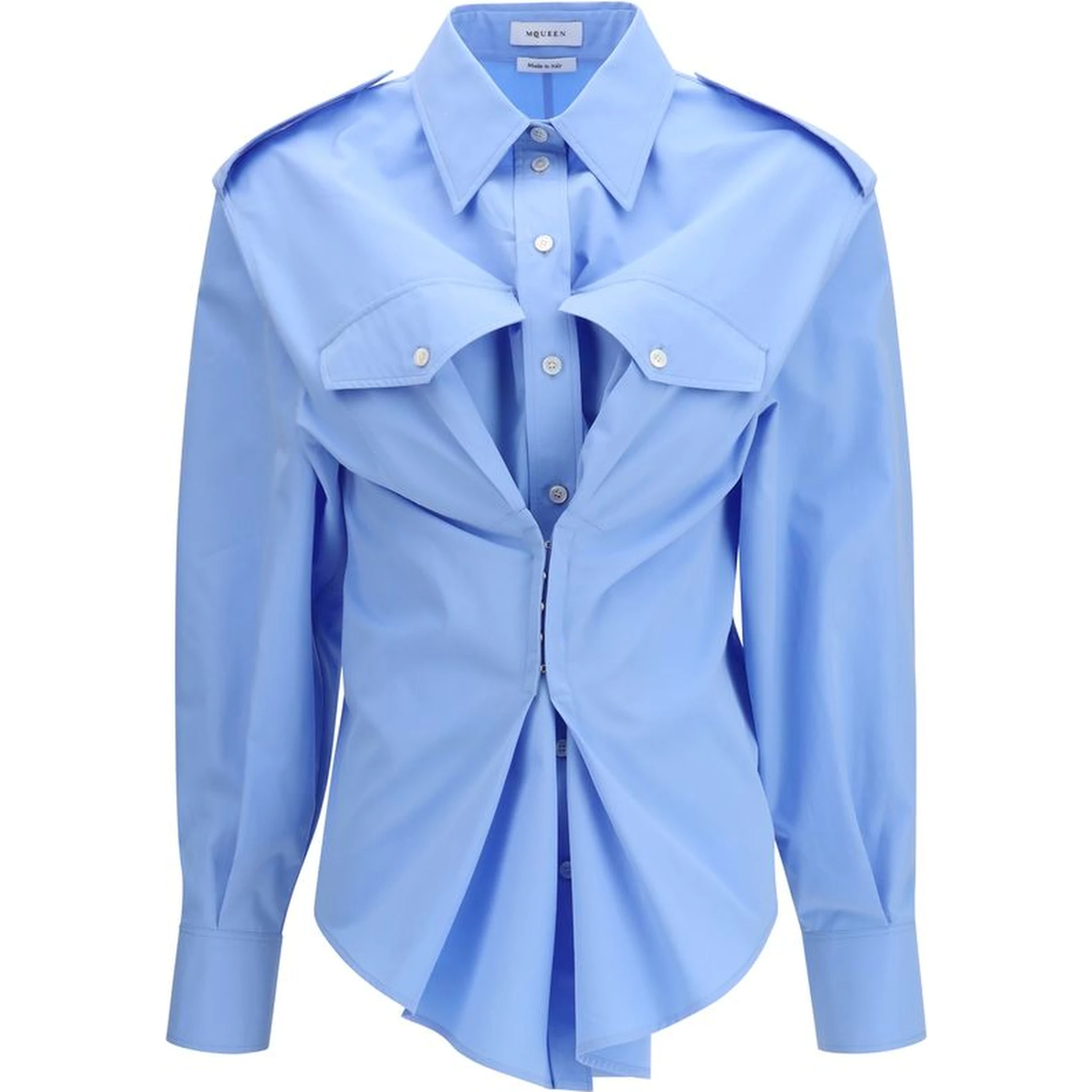 قميص قطني أزرق