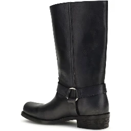 Black Calf Leather Bos Taurus Ankle Boots