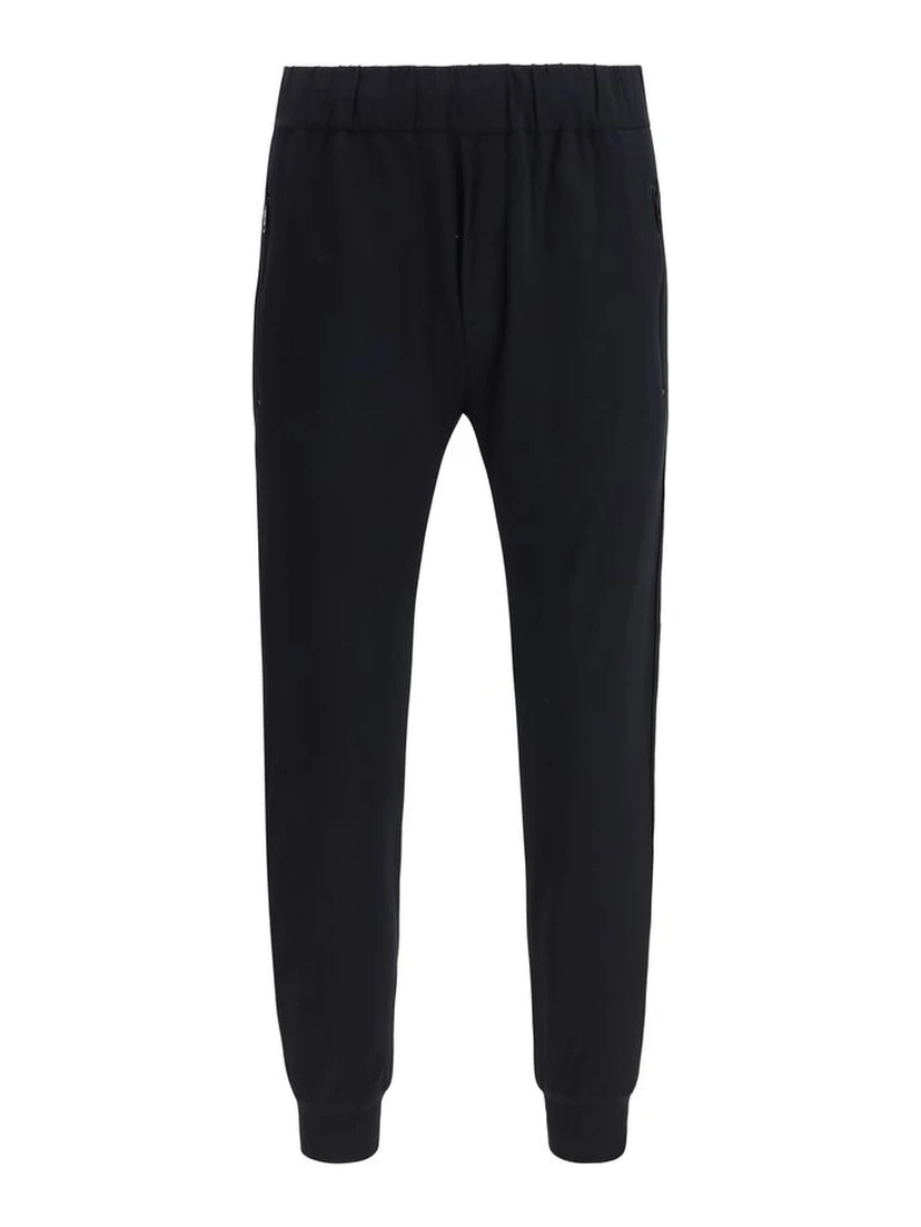 Black Nylon Casual Pants