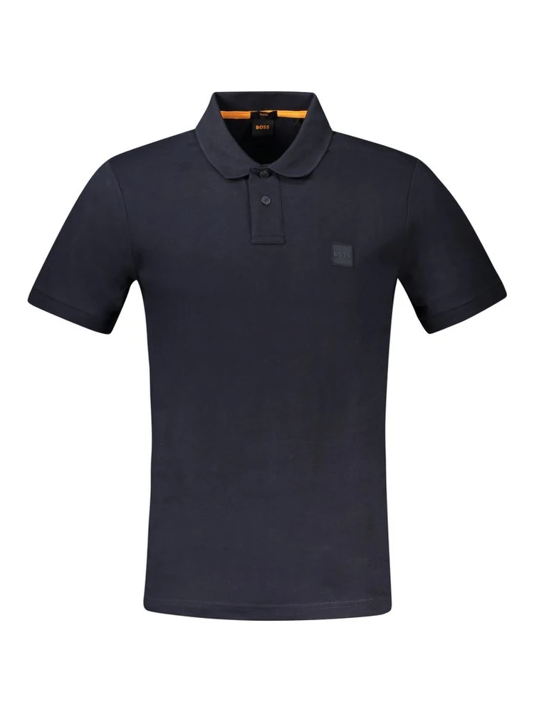 Blue Cotton Men Polo Shirt