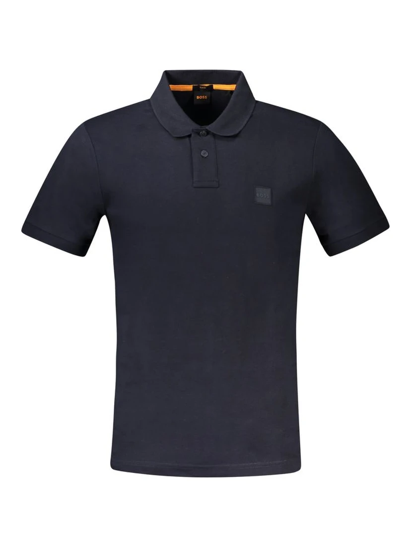 Blue Cotton Men Polo Shirt