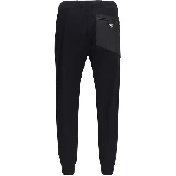 Black Nylon Casual Pants