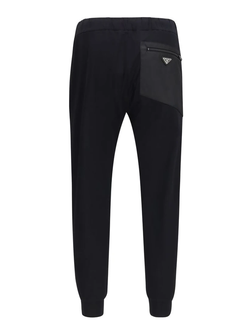 Black Nylon Casual Pants
