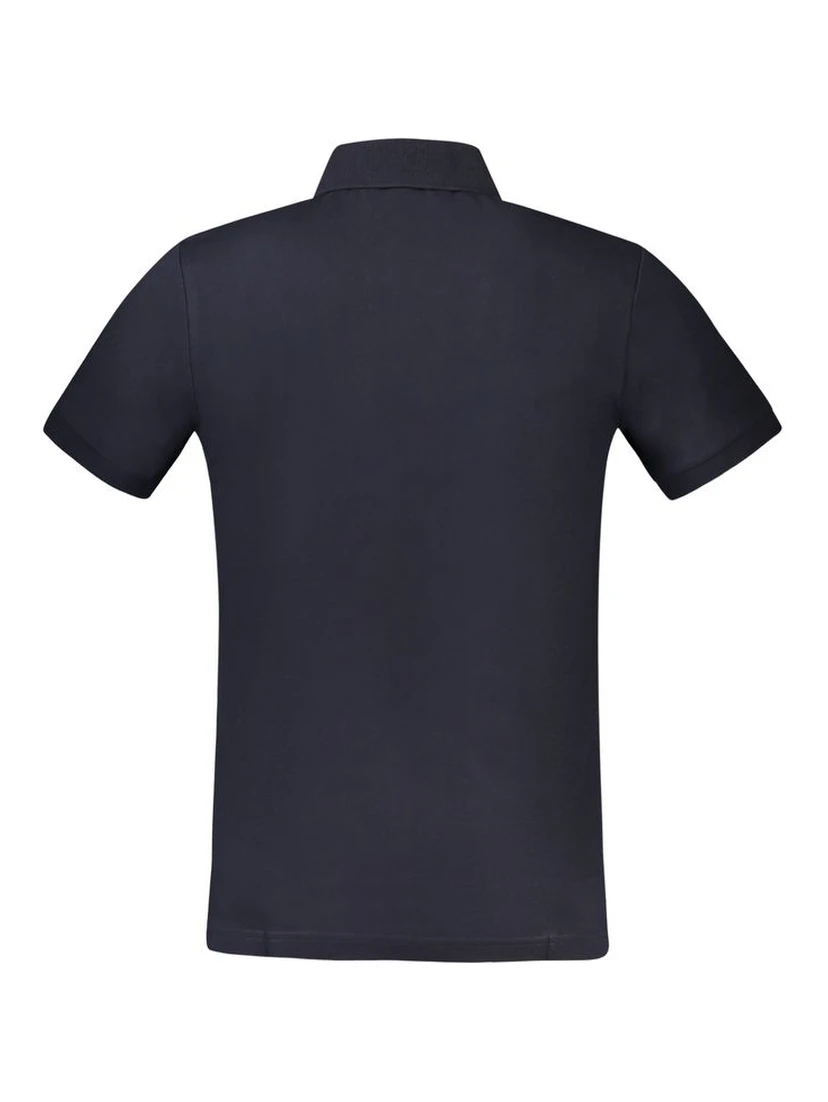 Blue Cotton Men Polo Shirt