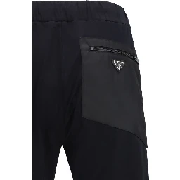 Black Nylon Casual Pants