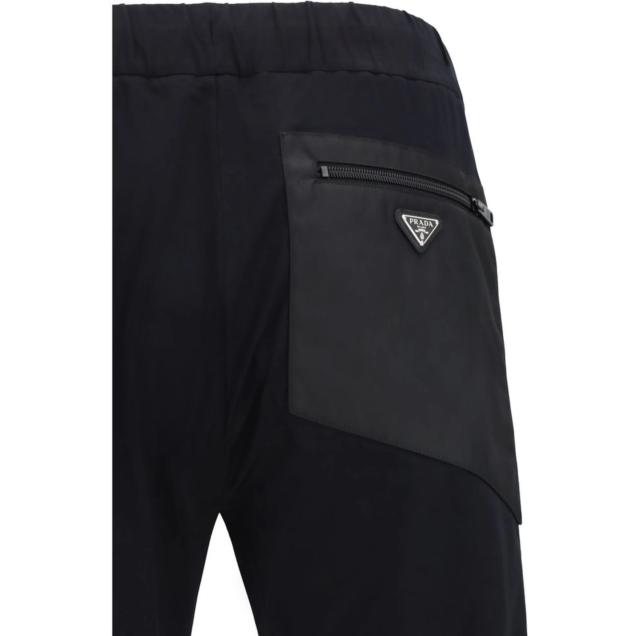 Black Nylon Casual Pants