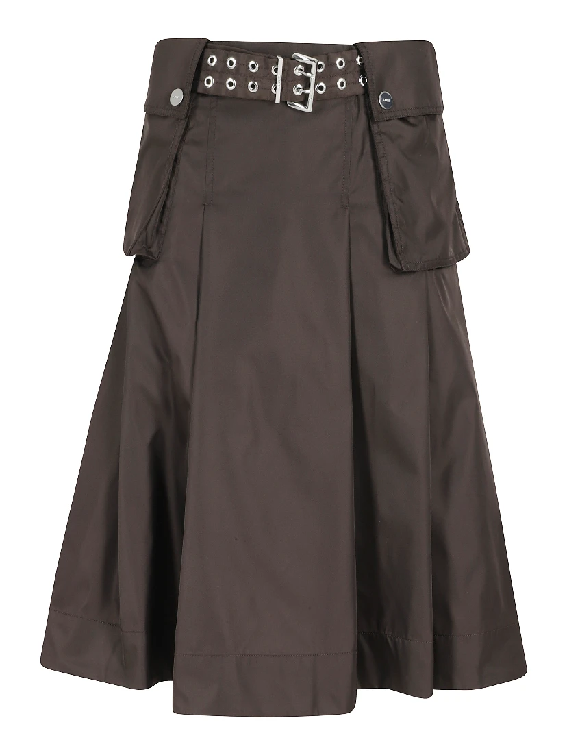 DUCHESSE NYLON MIDI PLEATED POCKET SKIRT