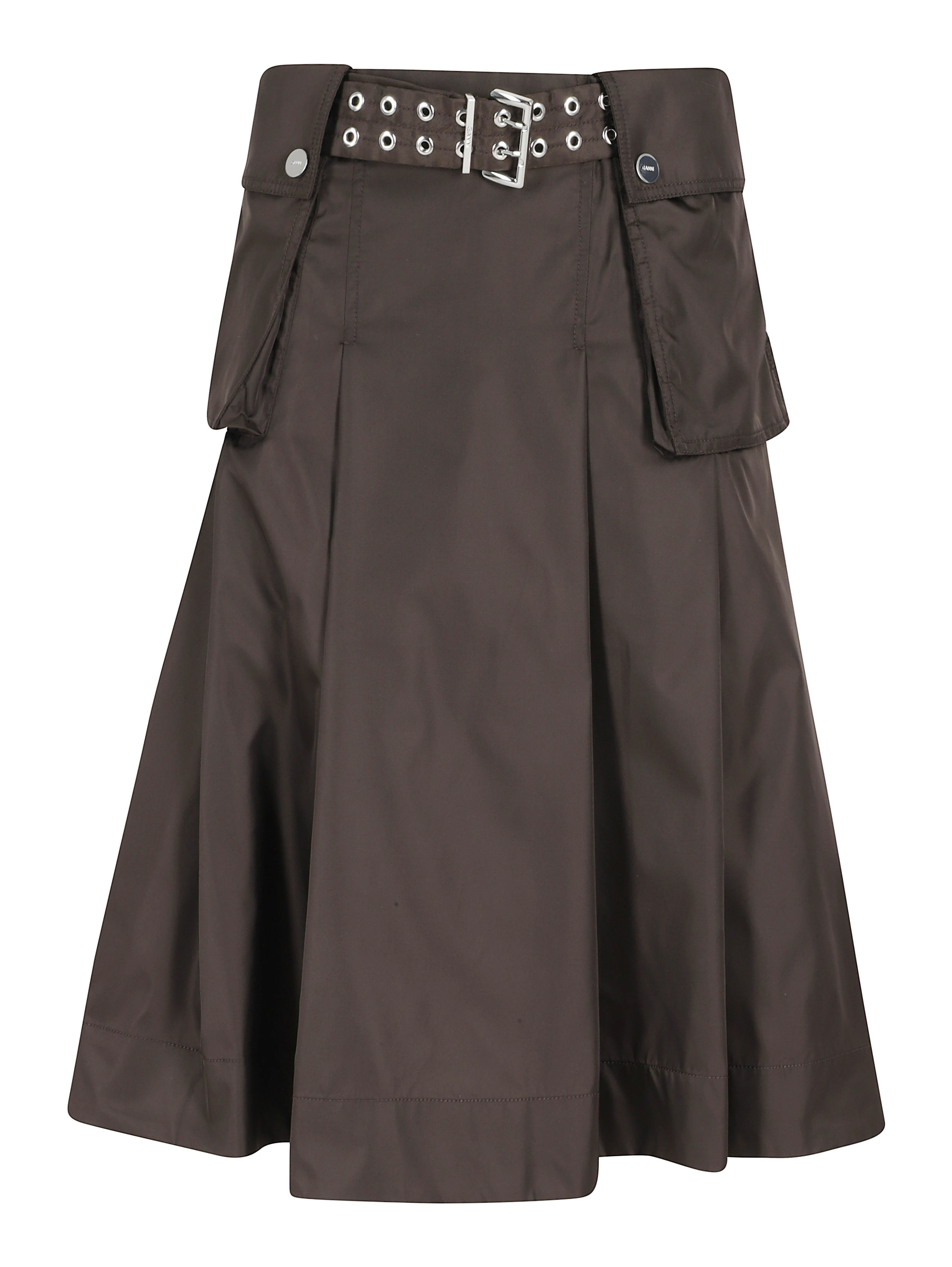 DUCHESSE NYLON MIDI PLEATED POCKET SKIRT